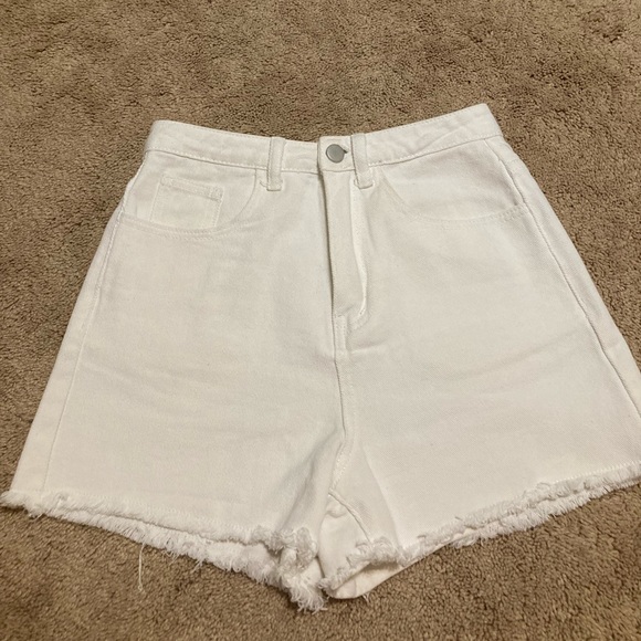 Pants - high waisted white jean shorts